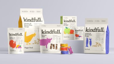 The header image features a product lineup from the Kindfull pet food brand.