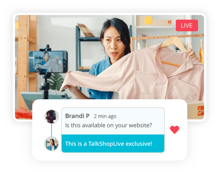 A mockup of what a TalkShopLive livestream looks like